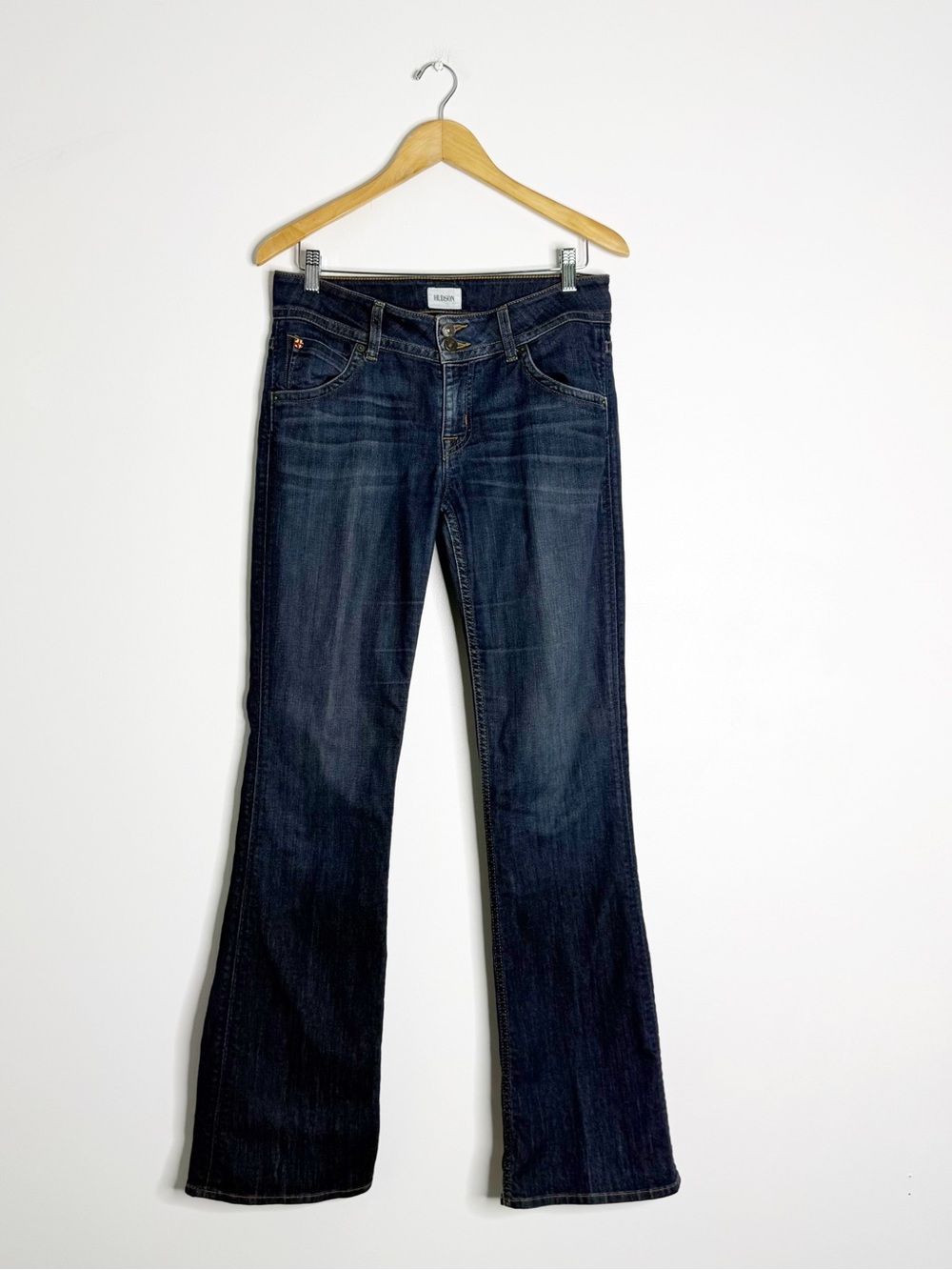 Hudson Bootcut Jeans Size 29 Dark Wash Y2K Flap Pocket Mid Rise